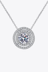 Moissanite Round Pendant Rhodium-Plated Necklace - Shah S. Sahota