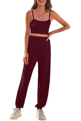 Cropped Cami and Side Split Joggers Set - Shah S. Sahota