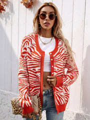 Zebra Print Button Down Cardigan - Shah S. Sahota