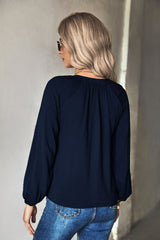 Gathered Detail Tie-Neck Blouse - Shah S. Sahota