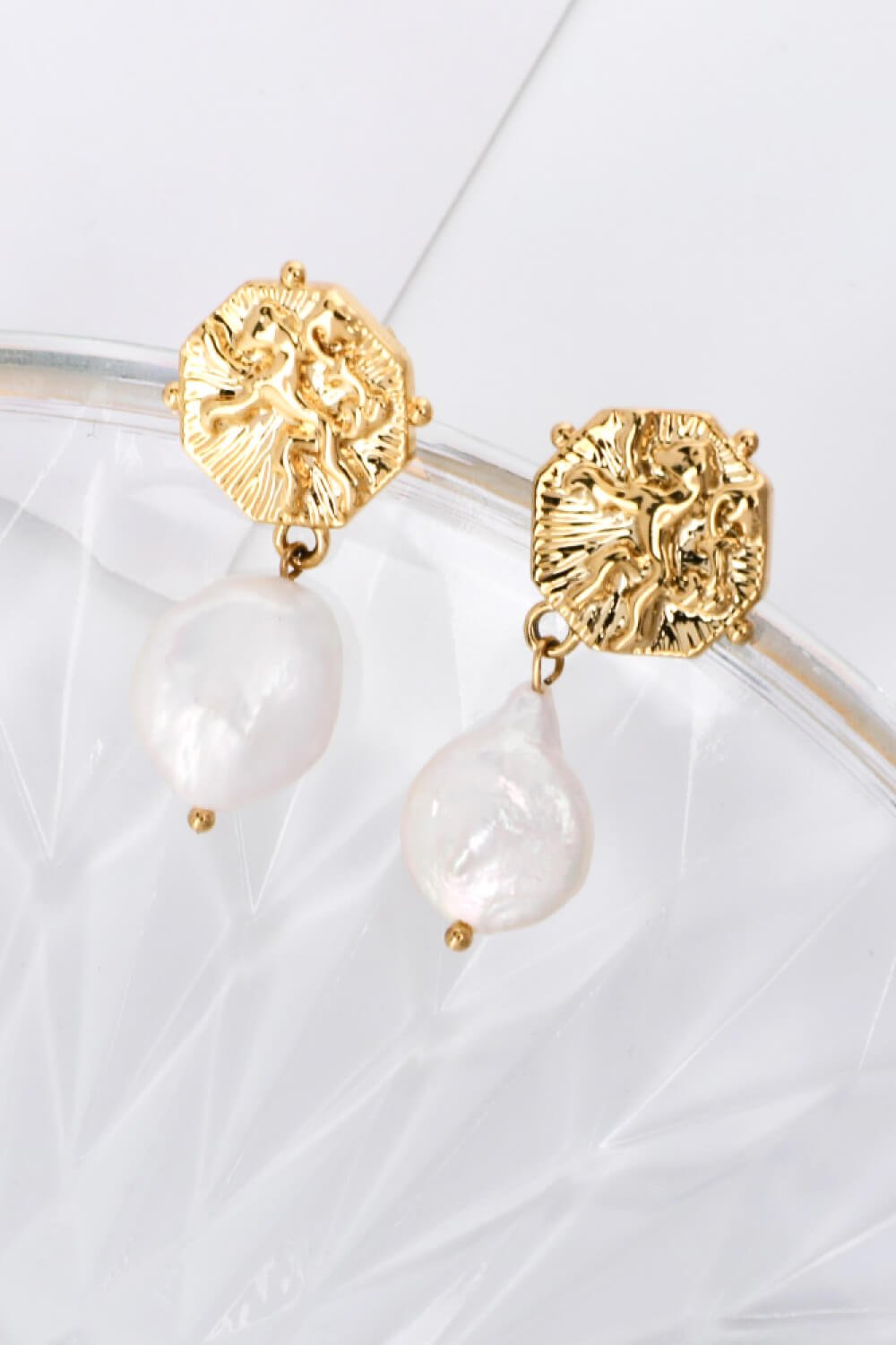 Gold-Plated Copper Pearl Drop Earrings - Shah S. Sahota