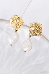 Gold-Plated Copper Pearl Drop Earrings - Shah S. Sahota