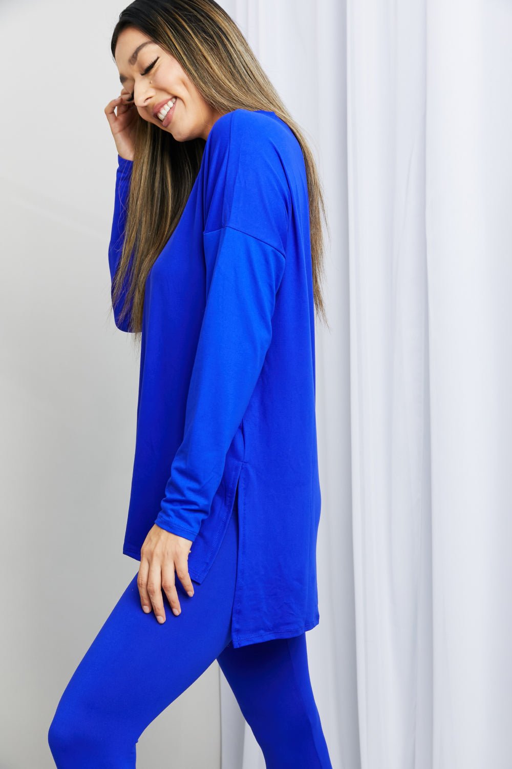 Zenana Ready to Relax Full Size Brushed Microfiber Loungewear Set in Bright Blue - Shah S. Sahota