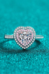 1 Carat Moissanite Heart 925 Sterling Silver Ring - Shah S. Sahota