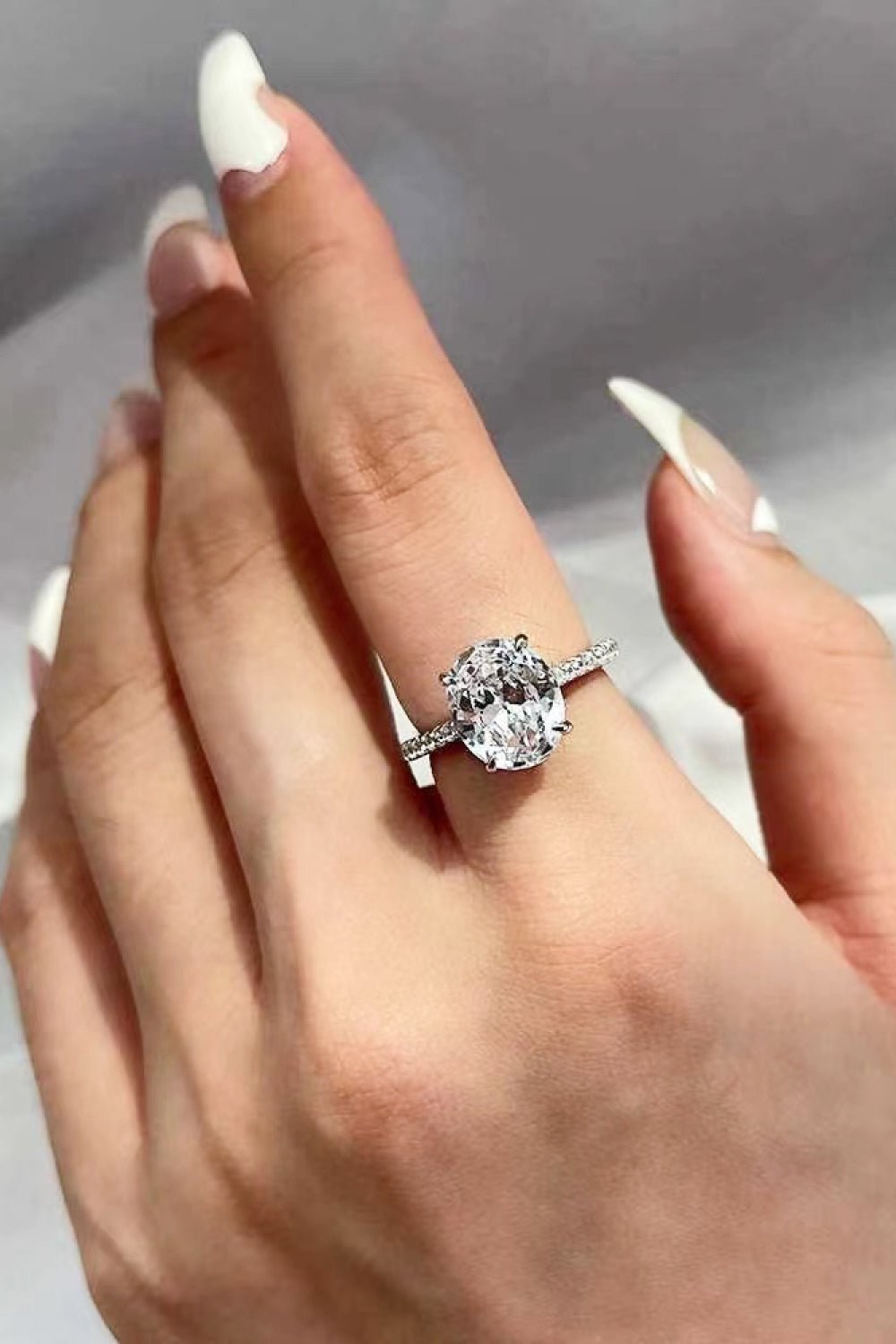 Platinum-Plated Side Stone 2 Carat Moissanite Ring - Shah S. Sahota