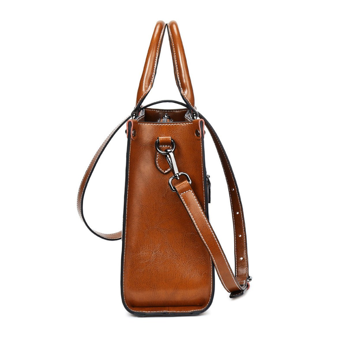 Oil Wax Stitching Leather Portable Shoulder Messenger Bag - Shah S. Sahota