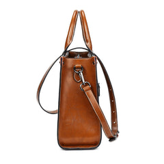 Oil Wax Stitching Leather Portable Shoulder Messenger Bag - Shah S. Sahota