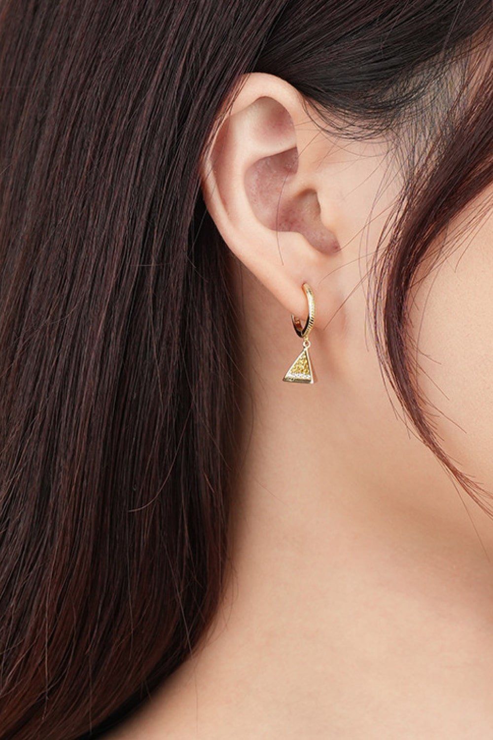 18K Gold Plated Cubic Zirconia Triangle Drop Earrings - Shah S. Sahota