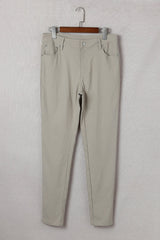 Khaki Casual Stretch High Waist Skinny Pants