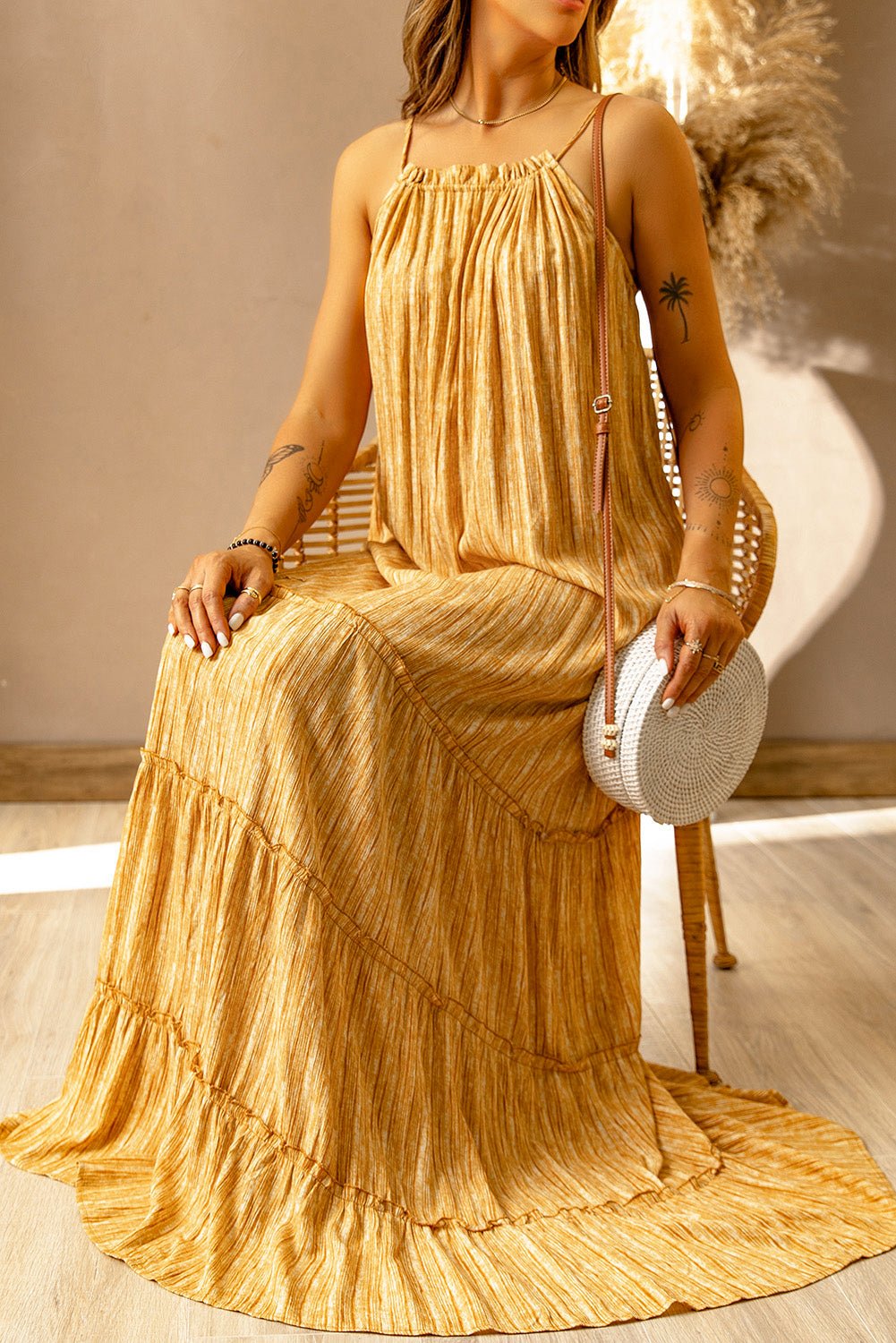 Frill Trim Sleeveless Maxi Dress - Shah S. Sahota