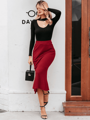 High Waist Pointelle Knit Skirt - Shah S. Sahota