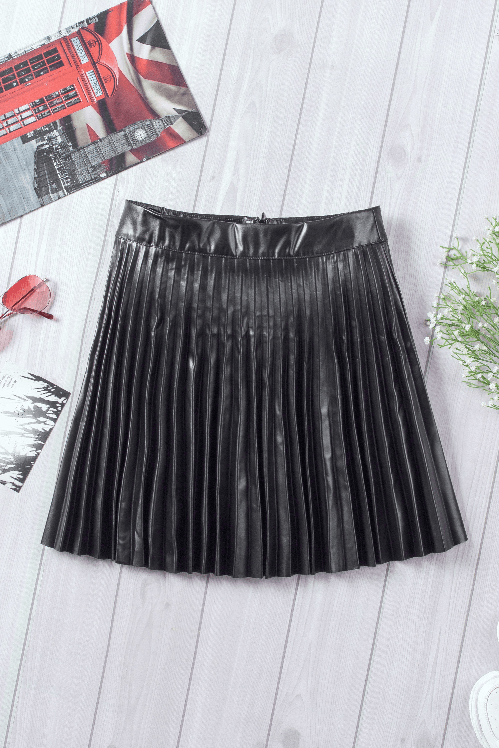 Black Pleated High Waist Mini Skirt - Shah S. Sahota