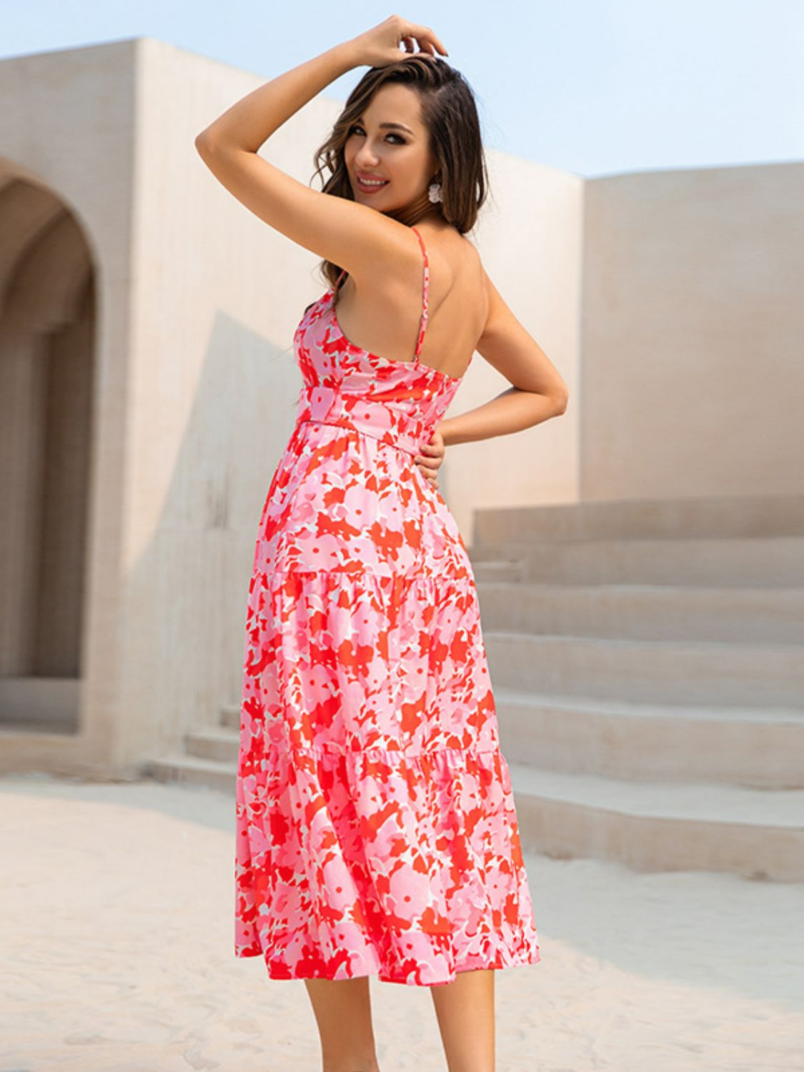 Floral Spaghetti Strap Tiered Dress - Shah S. Sahota