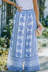 Bohemian Slit Drawstring Waist Palazzo Pants - Shah S. Sahota