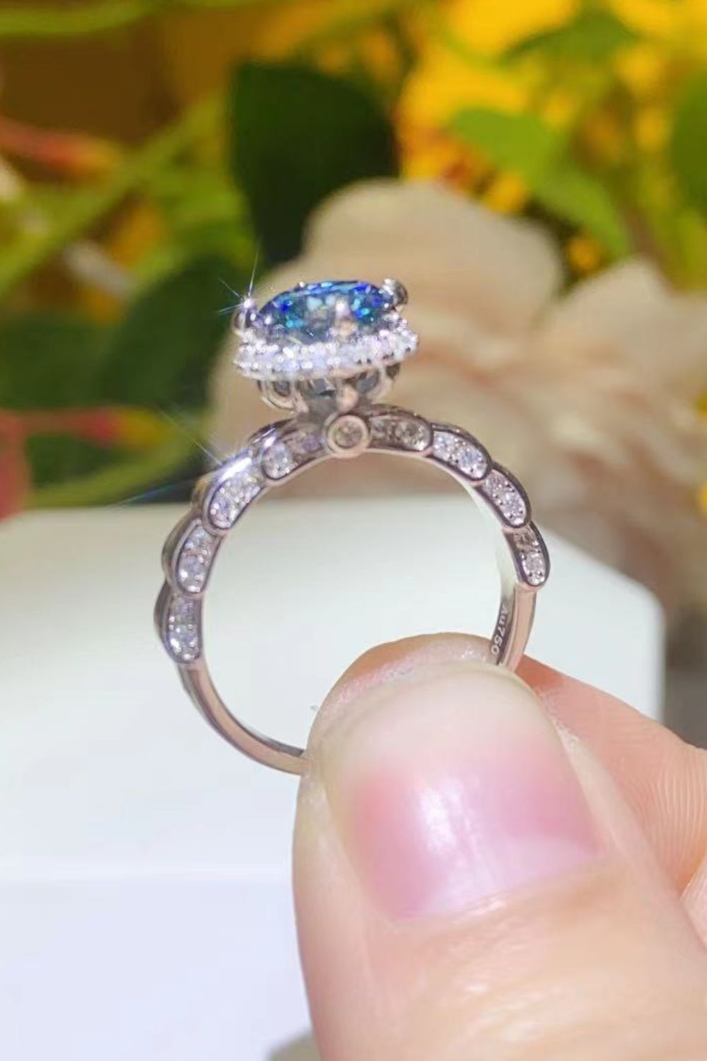 925 Sterling Silver 1 Carat Moissanite Cluster Ring - Shah S. Sahota