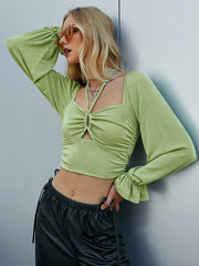 Ruched Cutout Cropped Top - Shah S. Sahota
