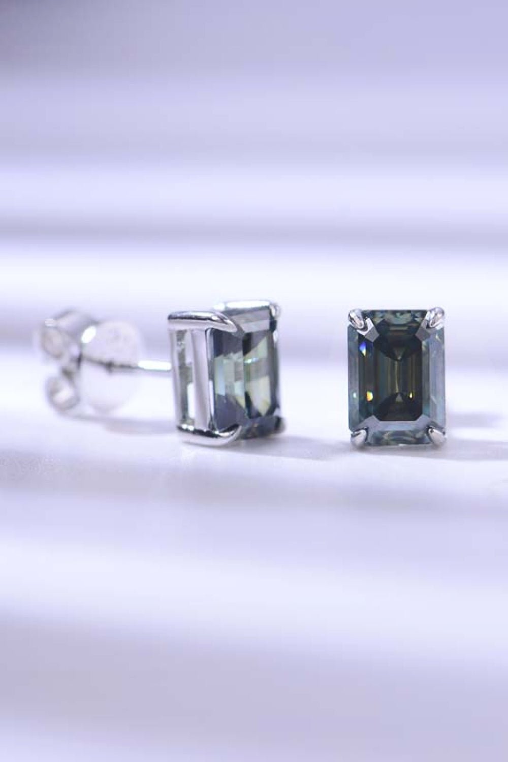 2 Carat Moissanite Stud Earrings in Green - Shah S. Sahota
