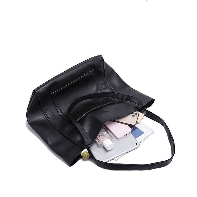 Retro Large Capacity Waxy Leather Tote Bag - Shah S. Sahota