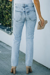 Acid Wash Distressed Jeans with Pockets - Shah S. Sahota