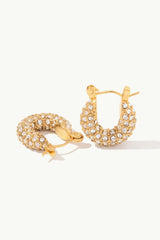 18K Gold Plated Inlaid Zircon Hoop Earrings - Shah S. Sahota