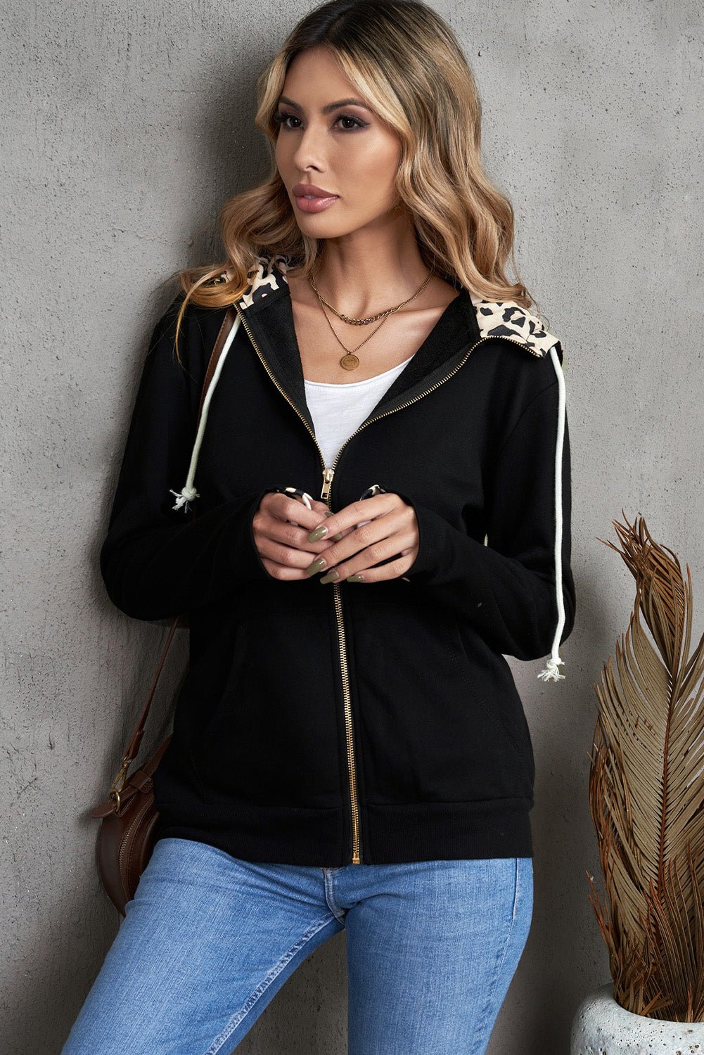 Zip Up Thumbhole Sleeve Hooded Jacket with Pockets - Shah S. Sahota