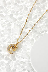 Inlaid Cubic Zirconia Moon Pendant Necklace - Shah S. Sahota