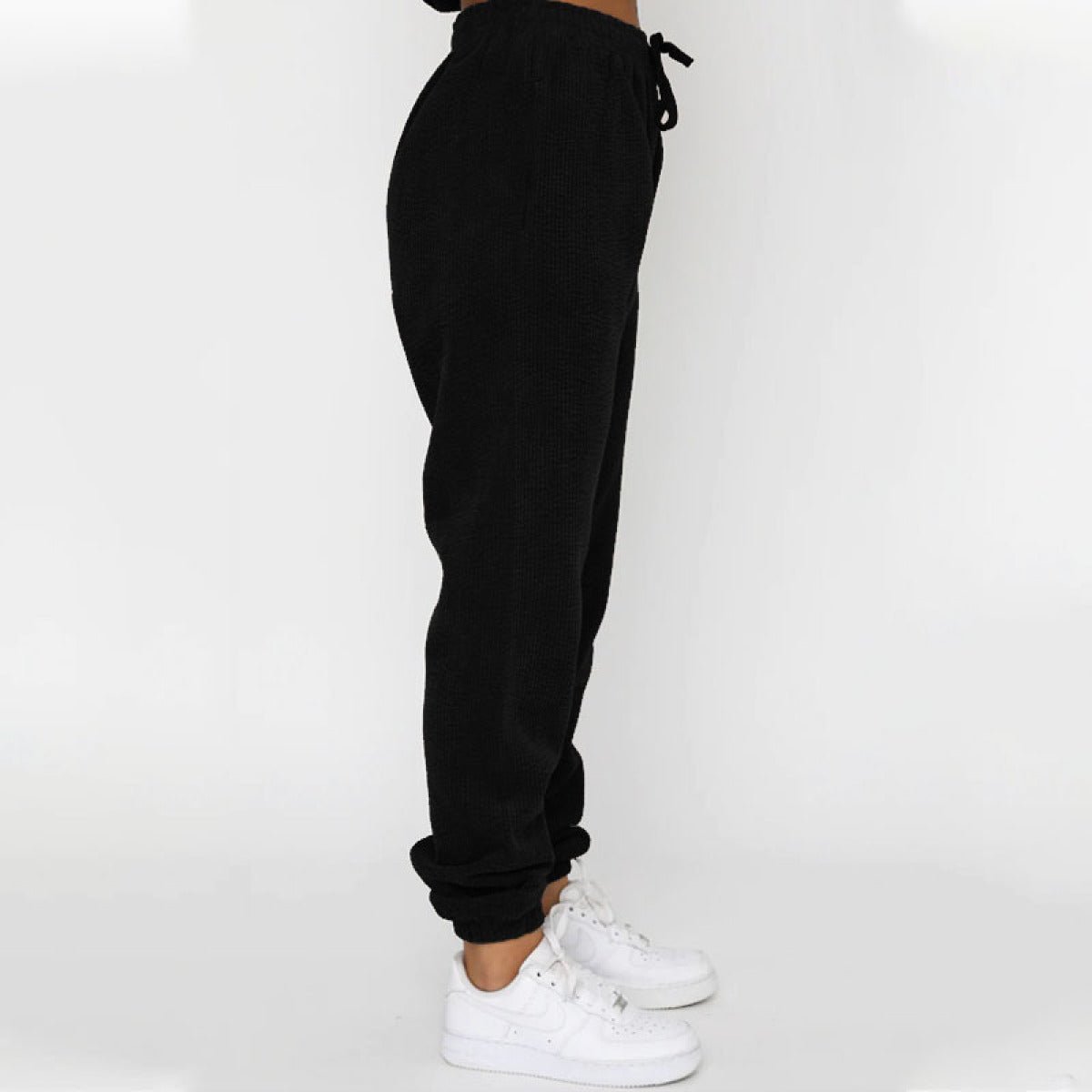 Corduroy Crew Neck Pullover Long Sleeve Sweatshirts & TiePants Two-Piece Sets - Shah S. Sahota