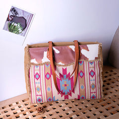 Retro Print Fringe Canvas Tote Bag Set - Shah S. Sahota