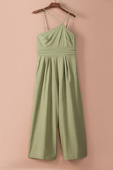 Spaghetti Strap One-shoulder Wide Leg Jumpsuit - Shah S. Sahota