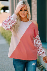 Leopard Color Block Cold-Shoulder Top - Shah S. Sahota