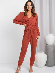 Twisted Dropped Shoulder Top and Drawstring Joggers Set - Shah S. Sahota