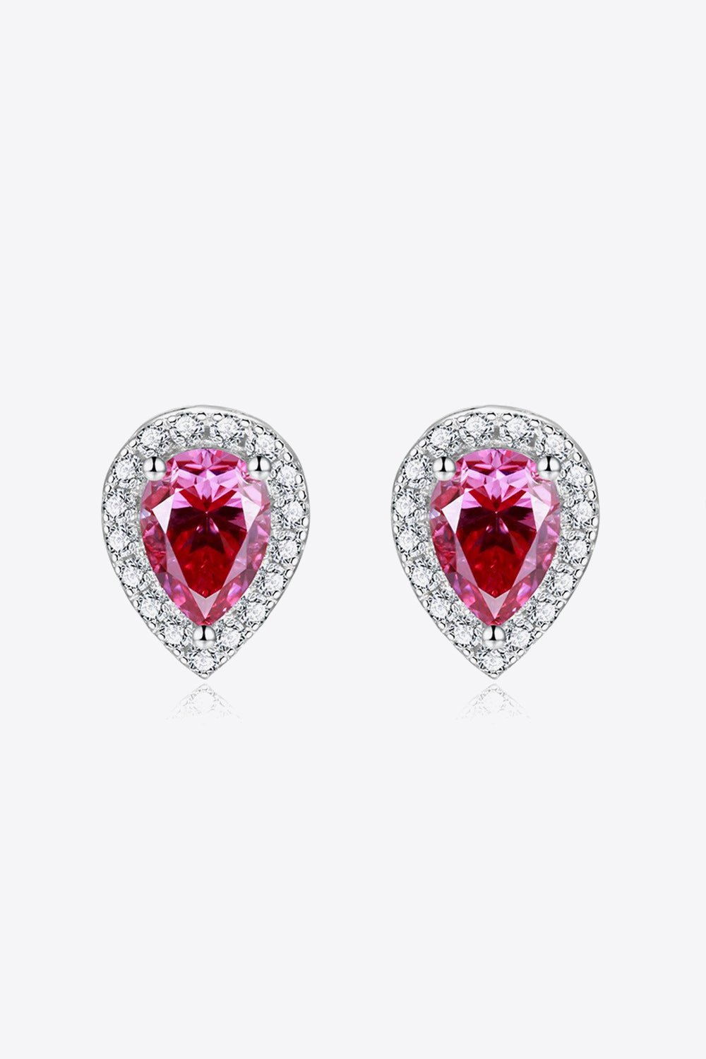 2 Carat Moissanite Teardrop Stud Earrings in Rose - Shah S. Sahota