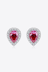 2 Carat Moissanite Teardrop Stud Earrings in Rose - Shah S. Sahota