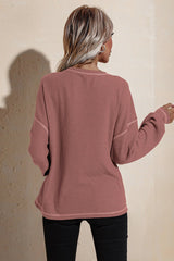 Contrast Stitching Waffle Top - Shah S. Sahota