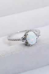 925 Sterling Silver Platinum-Plated Opal Ring - Shah S. Sahota