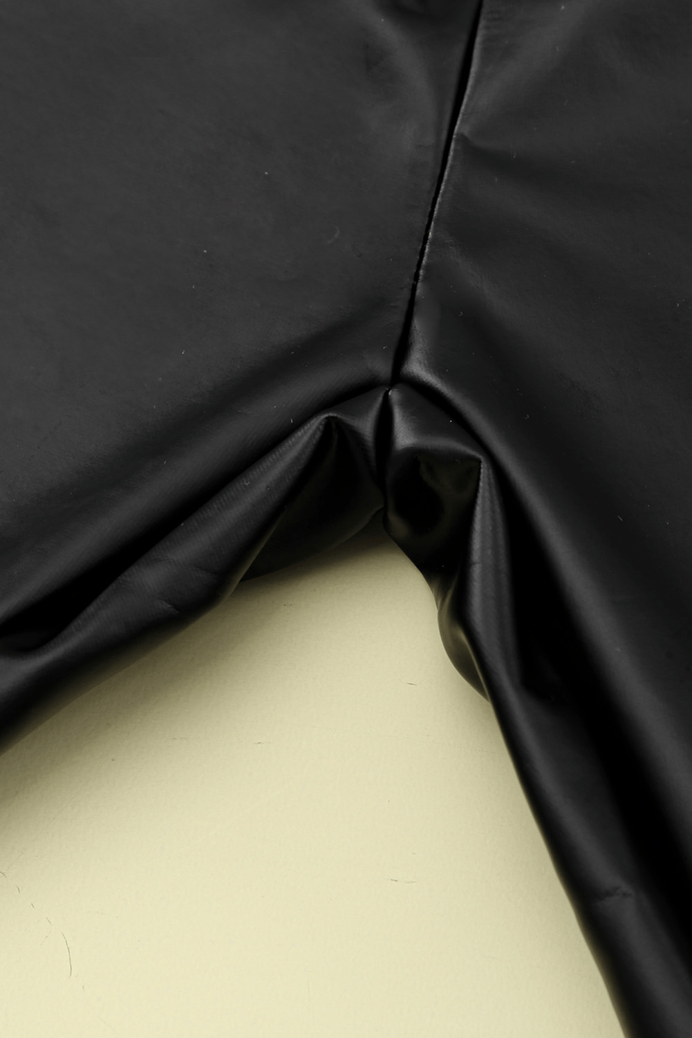 Black Solid Skinny Zipper Pu Pants - Shah S. Sahota