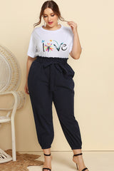 Graphic Tee and Belted Paperbag Joggers Set - Shah S. Sahota