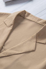 Button Front Lapel Collar Short Sleeve Shirt - Shah S. Sahota
