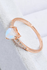 Natural Moonstone Heart 18K Rose Gold-Plated Ring - Shah S. Sahota