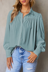 Gathered Detail Puff Sleeve Shirt - Shah S. Sahota
