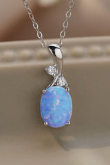 Opal Oval Pendant Chain Necklace - Shah S. Sahota