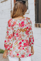 Floral V-Neck Tiered Babydoll Blouse - Shah S. Sahota