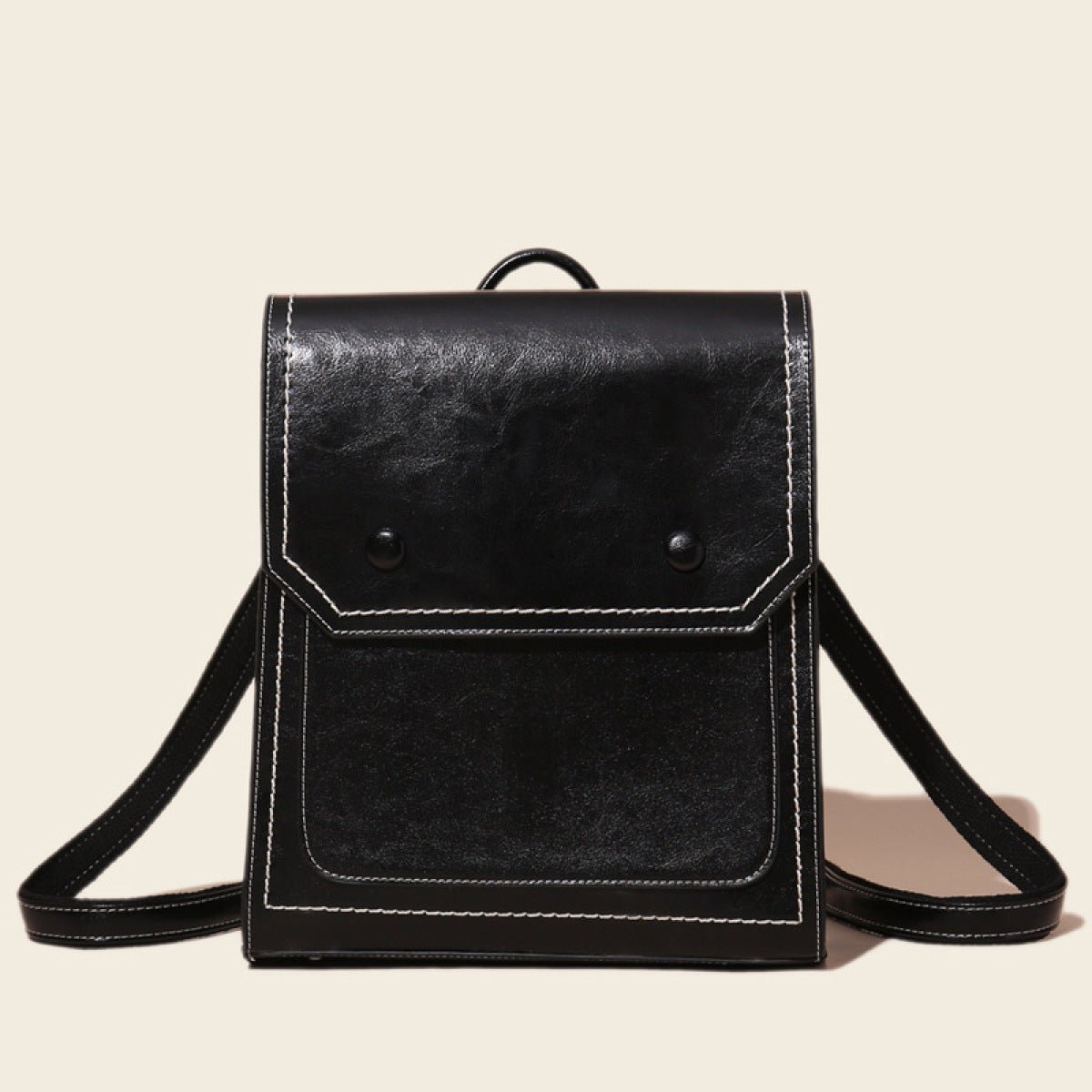 Retro Cover Type Oil Wax Leather Backpack - Shah S. Sahota