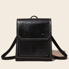 Retro Cover Type Oil Wax Leather Backpack - Shah S. Sahota