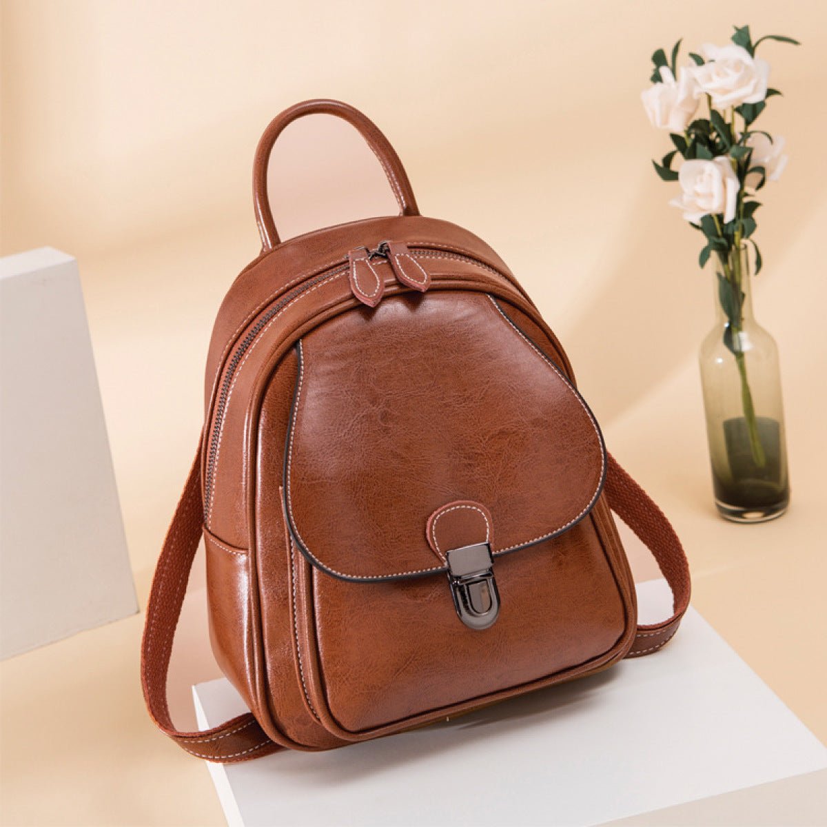 High-Capacity Oil Wax Leather Retro Backpack - Shah S. Sahota