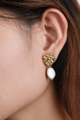 Gold-Plated Copper Pearl Drop Earrings - Shah S. Sahota