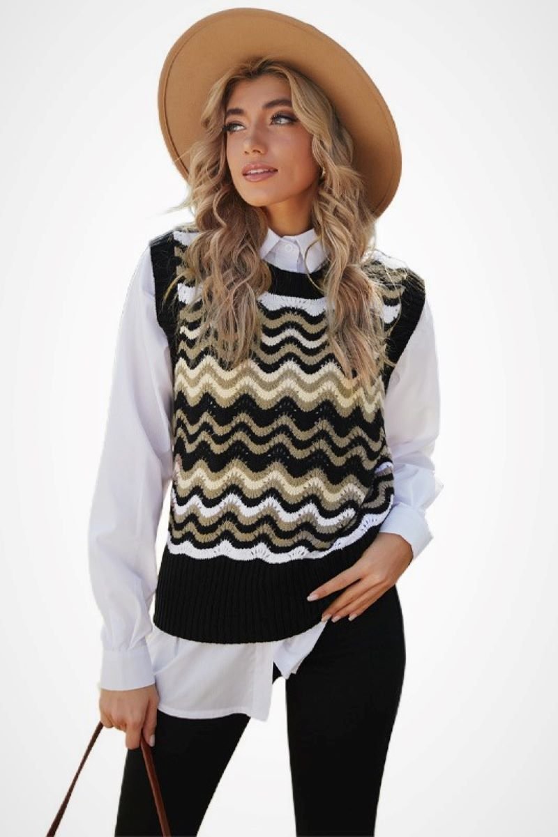 Zigzag Pattern Sweater Vest - Shah S. Sahota