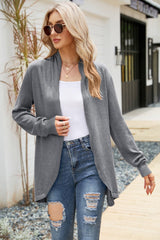 Open Front Long Sleeve Longline Cardigan - Shah S. Sahota