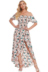 Floral Off-Shoulder Slit Maxi Dress - Shah S. Sahota
