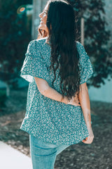 Floral Flare Sleeve Ruffle Hem Top - Shah S. Sahota